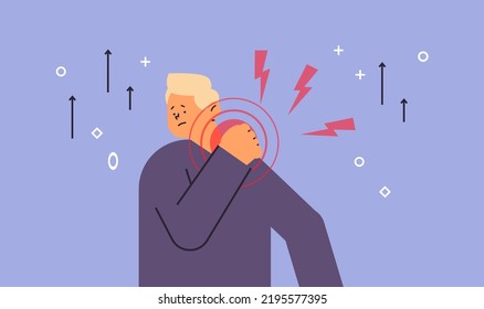 businessman suffering from shoulder pain inflammation of muscles ache in body disease symptoms unhealthy body sickness