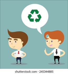 businessman suggest his friend to reuse paper vector