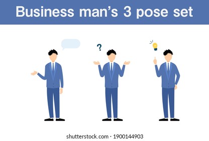 Businessman in a suit, 3 pose set