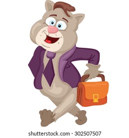 businessman in a suit with a briefcase cartoon cat