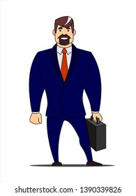 Businessman in a suit with a Briefcase . The design of the character. Modern flat vector illustration isolated on white background.