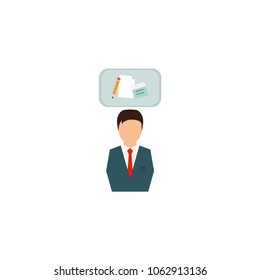 Businessman in suit. Business concept with icons. Successful man dressed in suit . Portrait of Full length.