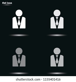 Businessman in a suit flat grayscale vector icon.