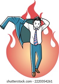 A businessman in a suit and full of energy