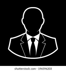 Businessman in suit head vector icon