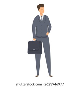 Businessman in a suit, holding a briefcase and standing confidently