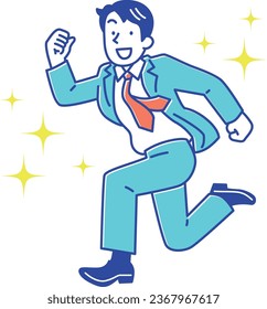 Businessman in a suit jumping