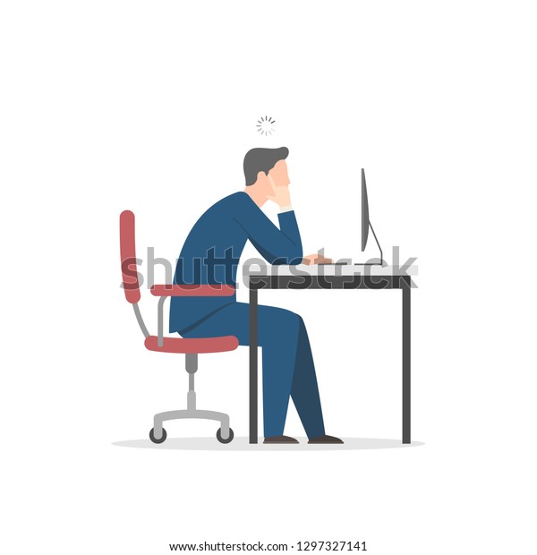 Businessman Suit Looking Screen Thinking About Stock Vector (Royalty ...