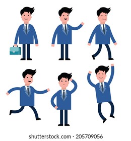 Businessman, suit man, in various poses, isolated on white set one. 