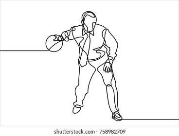 businessman in suit playing bowling-continuous line drawing 