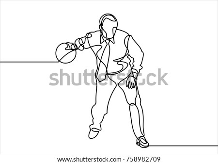 businessman in suit playing bowling-continuous line drawing 