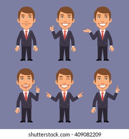 Businessman in Suit Points in Different Versions