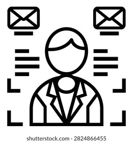 A businessman in a suit receiving emails on his computer, symbolizing communication
