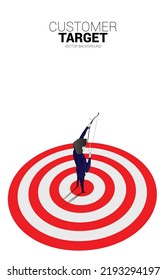 Businessman in suit shoot the arrow on dartboard. Concept of perfect recruitment. Human Resource. put the right man on the right job.