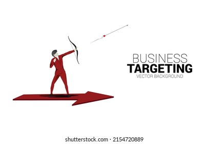 Businessman in suit shoot the arrow to target . Business Concept of marketing target and customer.