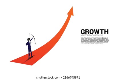 Businessman in suit shoot the arrow to target on graph step . Business Concept of marketing target and customer.