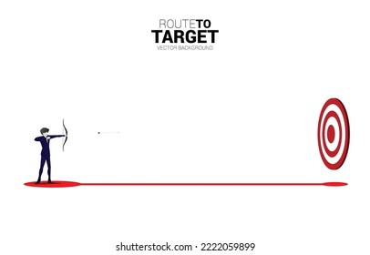 Businessman in suit shoot the arrow to target . Business Concept of marketing target and customer.