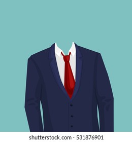 Businessman suit template without head. Design element for making collage. Colorful hand drawn cartoon vector illustration.