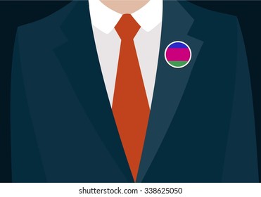 Businessman In Suit Wearing Kuban Peoples Republic Badge. Country flag badge closeup. Vector illustration