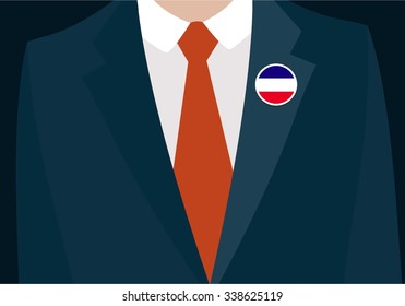 Businessman In Suit Wearing Los Altos Badge. Country flag badge closeup. Vector illustration