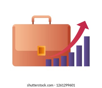 businessman suitcase with bar chart