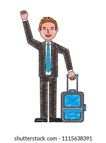 businessman with suitcase character