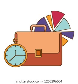 businessman suitcase with clock isolated icon