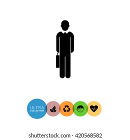 Businessman with suitcase icon