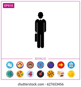Businessman with suitcase icon