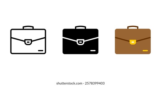 Businessman suitcase icon. Professional briefcase sign. Portfolio bag for documents symbol. Leather handle case for office work illustration.