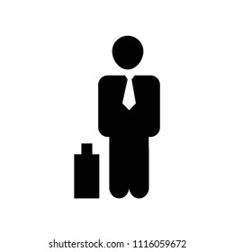 Businessman with suitcase icon vector icon. Simple element illustration. Businessman with suitcase symbol design. Can be used for web and mobile.