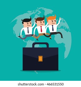 Businessman suitcase man male cartoon business icon. Colorfull and flat illustration. Vector graphic