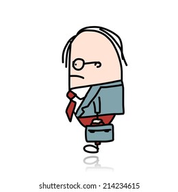 Businessman with suitcase, sketch for your design