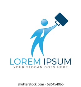 Businessman with suitcase vector logo design.