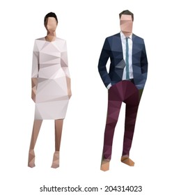 Businessman in suite and businesswoman lowpoly illustration