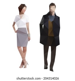 Businessman in suite and businesswoman lowpoly illustration