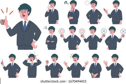 businessman suits emotion gesture illustration