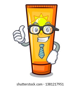 Businessman sun cream isolated in the character