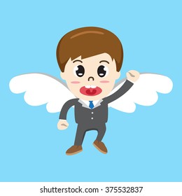 Businessman Super Hero flying, pinion - vector illustration