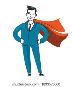 Businessman superhero. Business success vector illustration in flat style