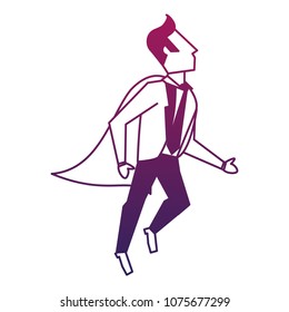 Businessman superhero flying purple lines