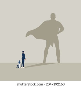 Businessman with superhero shadow, Ambition and business success vector concept, Leadership super hero in business, motivation leader superhero illustration