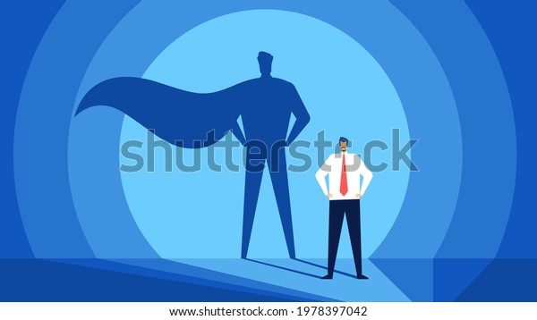 Businessman Superhero Shadow Successful Strong Leader Stock Vector