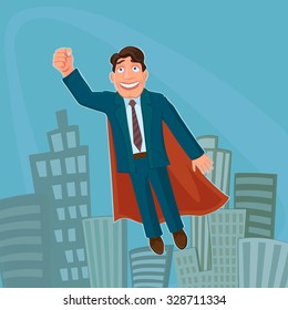 Businessman Superhero. Successful, strong and clever. Excellent vector illustration, EPS 10