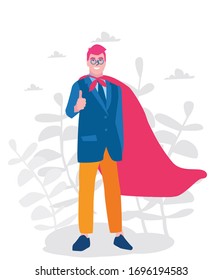 Businessman superhero. Vector illustration for web banner, infographics, mobile. 