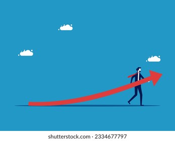 Businessman supporting the growth arrow. business growth concept 