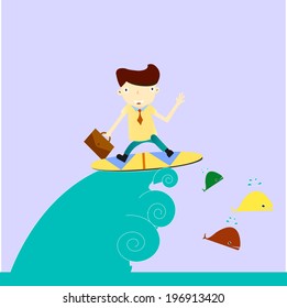Businessman surfing 