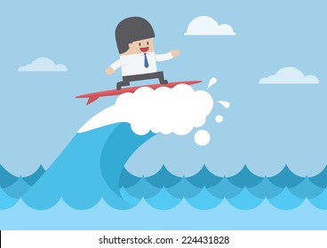 Businessman surfing on wave, Business concept, VECTOR, EPS10