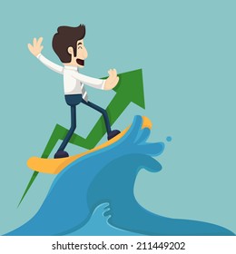 Businessman surfing on wave , eps10 vector format