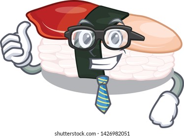 Businessman sushi hokkigai cartoon on a plate